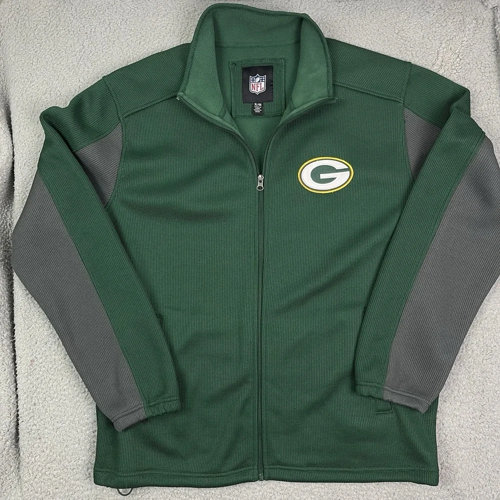 GREEN BAY‎ PACKERS DRAW PLAY JACKET FLEECE NFL FOOTBALL GREEN & GRAY G-III Sz XL